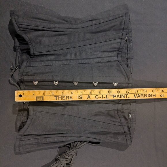 Black Cotton Steel Boned Underbust Corset Lace Up - Picture 9 of 10